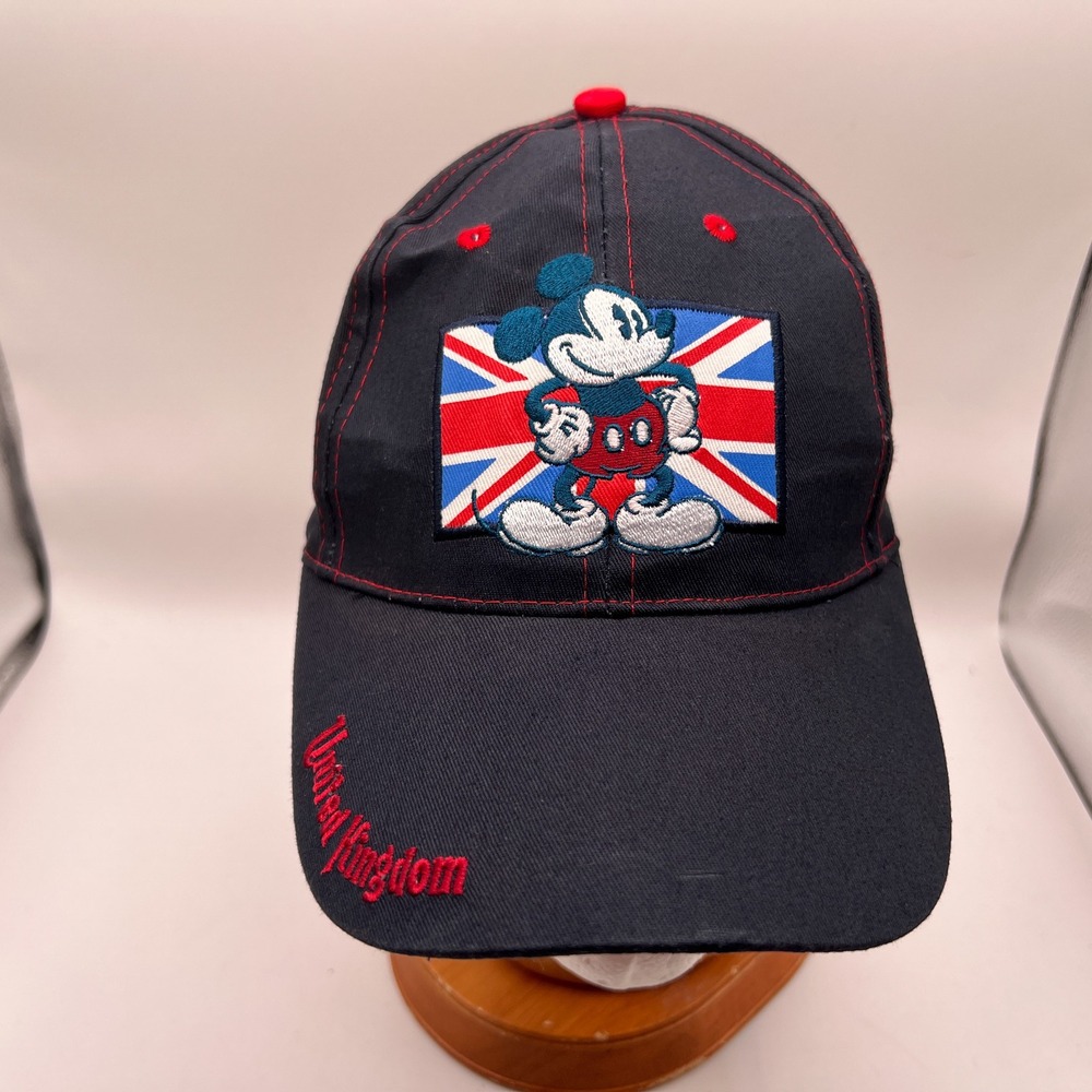 Disney Parks Mickey Mouse United Kingdom Union Jack Navy Blue Baseball Hat Cap